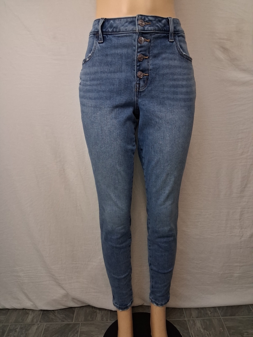M Jeans Maurices High-Rise Button-Fly Skinny Jeans - Medium Blue Size 1
